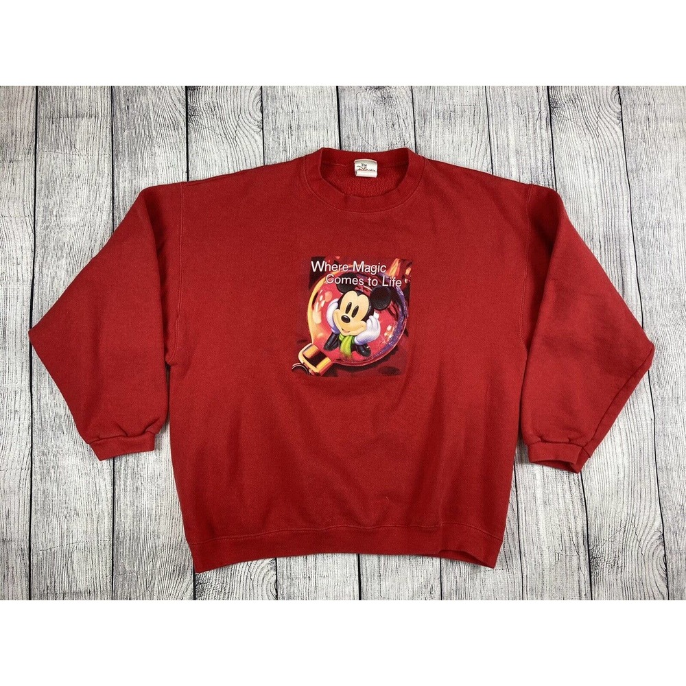 Vintage Disney World Christmas Sweatshirt Mickey Mouse size XL USA Made